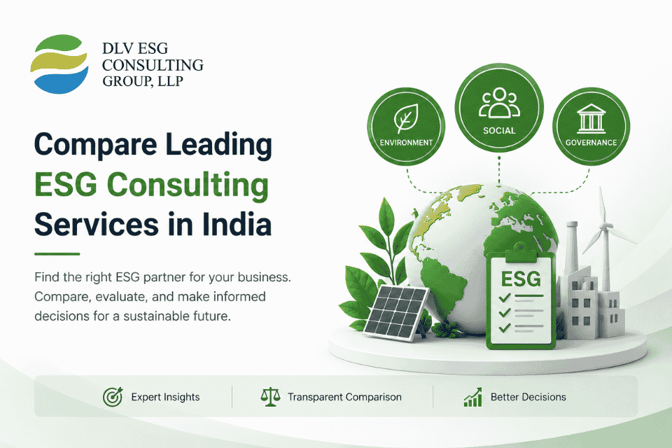 Compare leading ESG consulting services in India with DLV ESG Consulting for sustainability, ESG compliance, BRSR reporting, and ISO certification solutions.