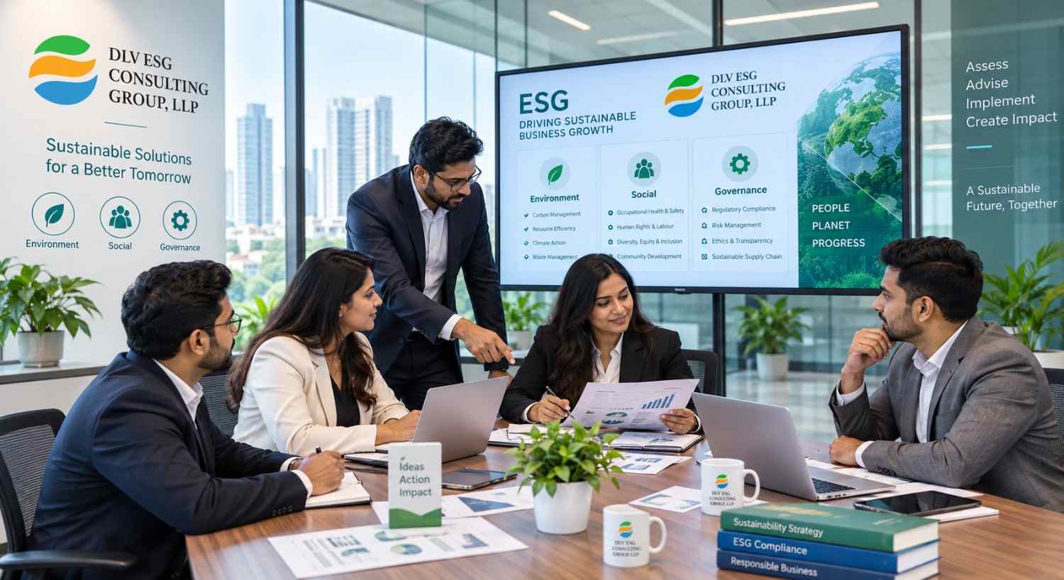 ESG consulting and sustainability advisory team meeting in Noida India